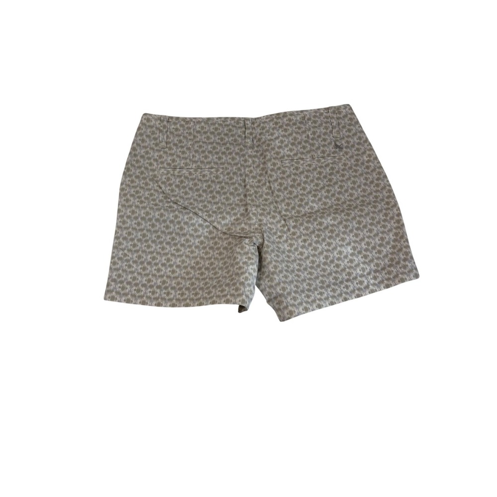 Eddie Bauer Womens Tan White Geometric Ikat Print Chino Shorts Size 4 1409